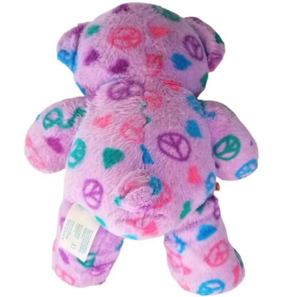 BUILD-A-BEAR WORKSHOP Lavender Purple Pink Peace Sign Teddy Bear 15" Plush 2011 - Picture 2 of 5